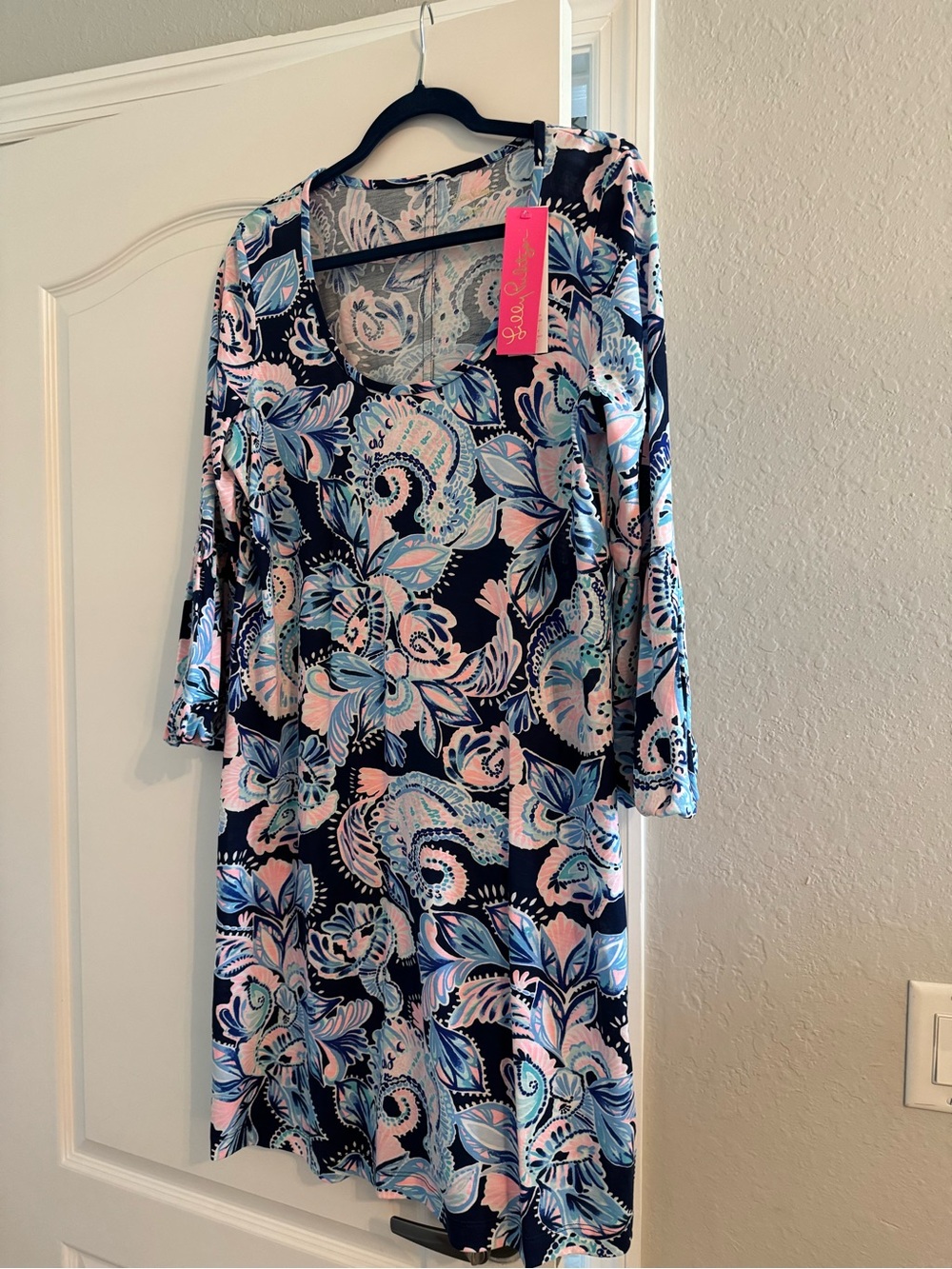 Lilly Pulitzer Navy and Pastel Multi Paisley Knit Dress